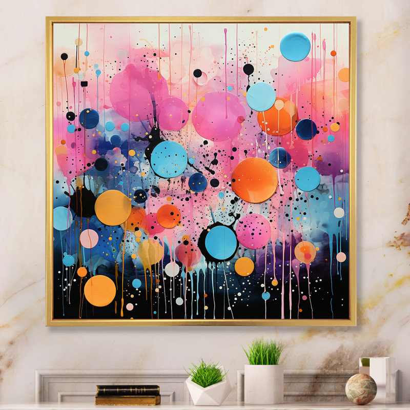 " Neon Assemblage I ", 36" H x 36" W x 1.5" D, Gold Floater Framed