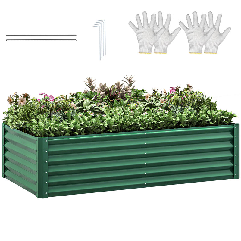 Millerville Raised Garden Bed-6x3x1.5 FT, Green, 18" H x 72" W x 36" D