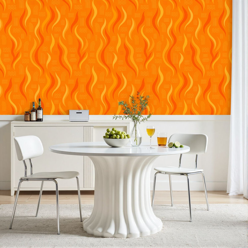 Rouleau de papier peint pelez et collez amovible en tissu orange l 23,6 po x H 118 po, 117.96" L x 23.6" W