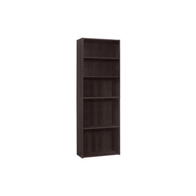 Étagère à livres 72 pouces Jesscia Zora, 5 tablettes, brun espresso