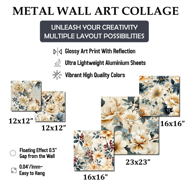 Ensemble d'art mural floral 5 pièces
