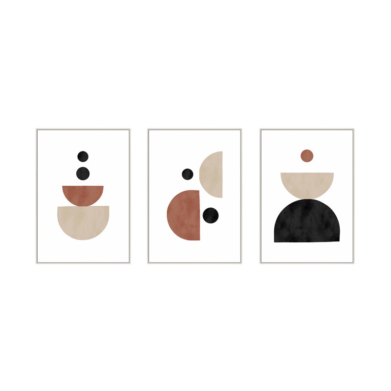 Geometric Shapes Print by Romina Gadler, White Framed Canvas, 38" H x 26.5" W x 1.25" D