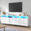Commode double 6 tiroirs avec prise de courant et lumière DEL Anchise, commode longue avec rangement-644465172