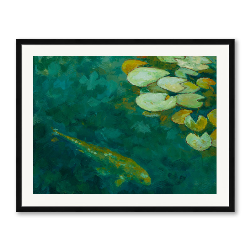 Koi Lotus Pond Print by Ruth Hayes, Black Framed Paper, 24" H x 30" W