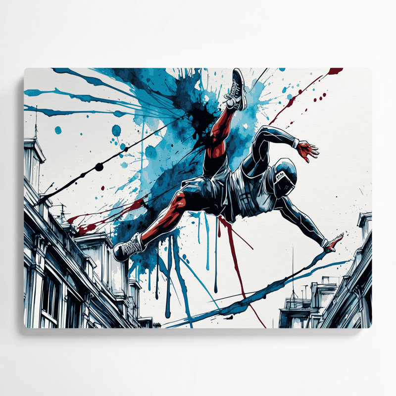 Art mural en métal Sports Parkour, H 20 po x l 24 po