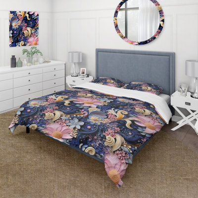 Ensemble de housse de couette à motif cachemire roses et mauves