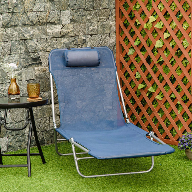 Chaise longue pliante avec dossier inclinable à 6 positions