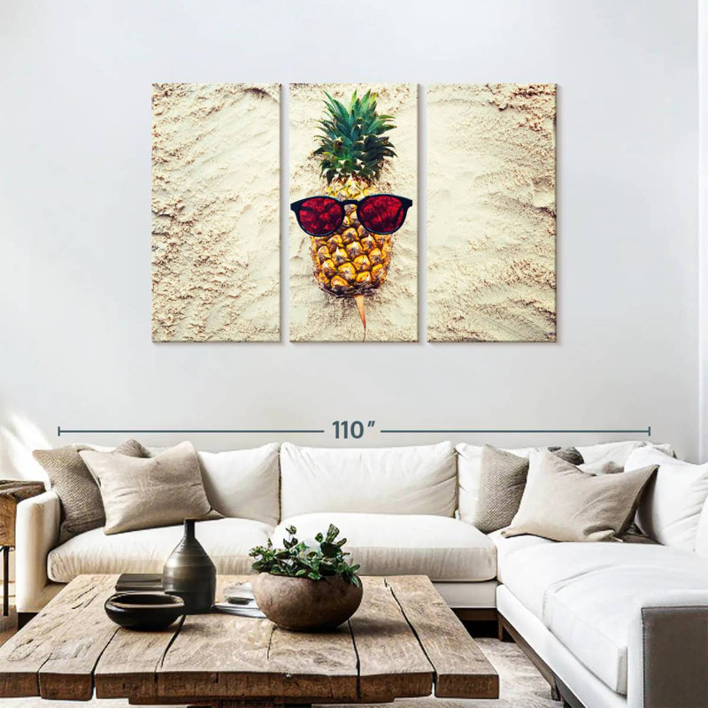 Yarlin Cool Sandy Pineapple, 48" H x 74" W