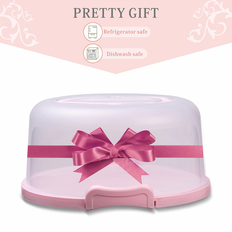 10In Plastic Cake Carrier With Handle, Round Cake Holder With Lid Pink Cake Container For 6In/8In/10In Cake(Purple)