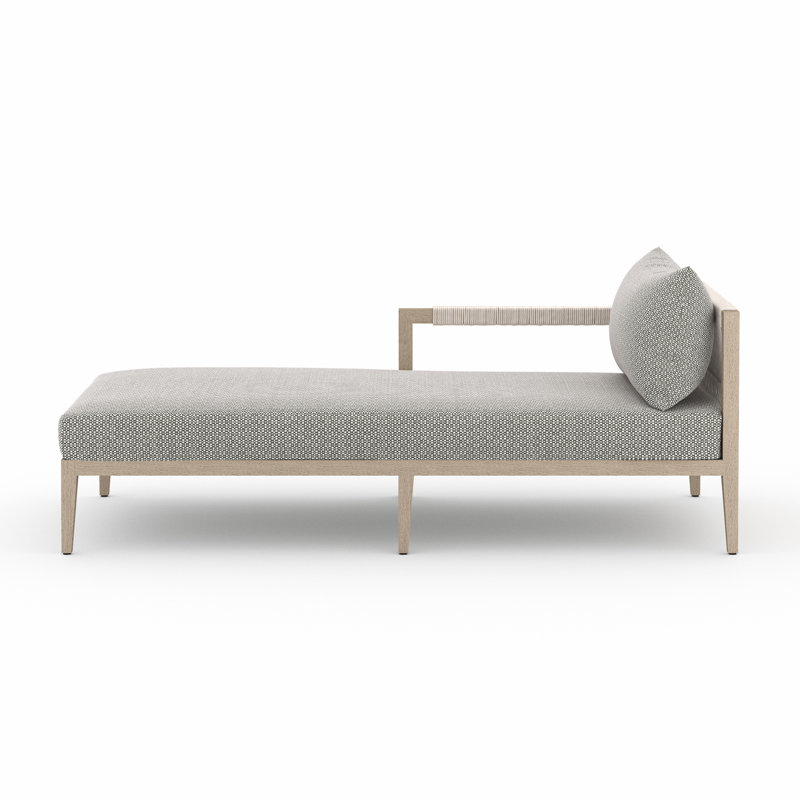Sherwood Outdoor Teak Chaise Lounge, Washed Brown/Gray, Ash