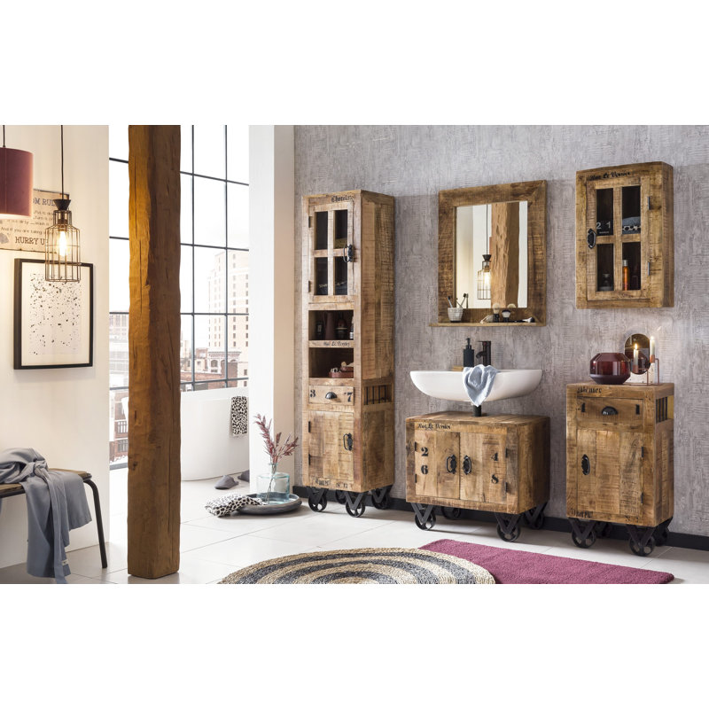 Kym Solid Wood Freestanding Linen Cabinet