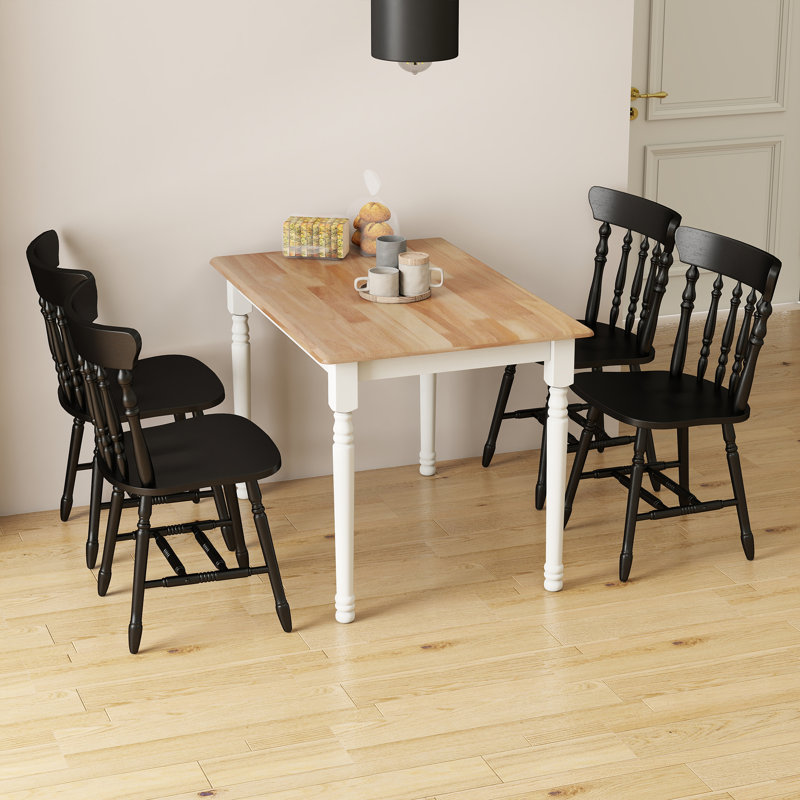 Ensemble de table de salle à manger Mid Century Modern, Noir, Brun / Blanc