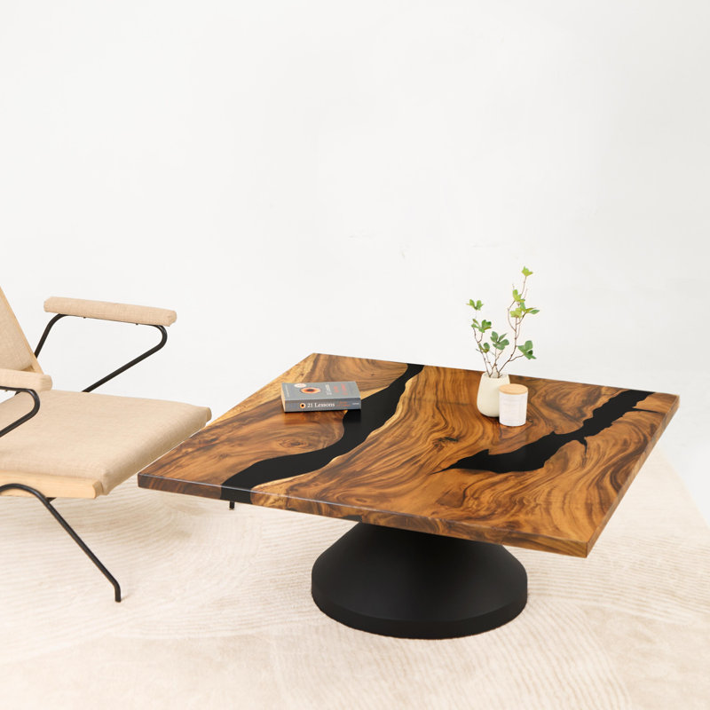 Square Handmade Epoxy Coffee Table 41", 16" H x 41" L x 41" W