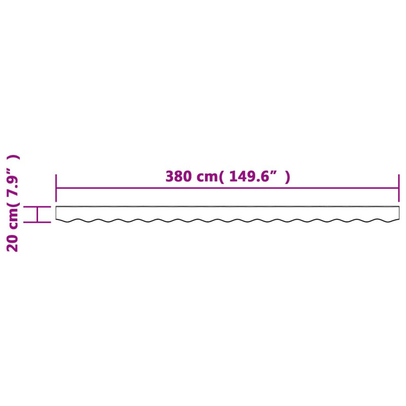 Replacement Fabric For Awning Valance, Cream, Solid Colour, 380cm W x 20cm D