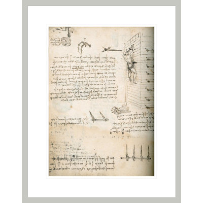 Notebook drawing of grappling hooks by Leonardo da Vinci -Framed Giclee Print