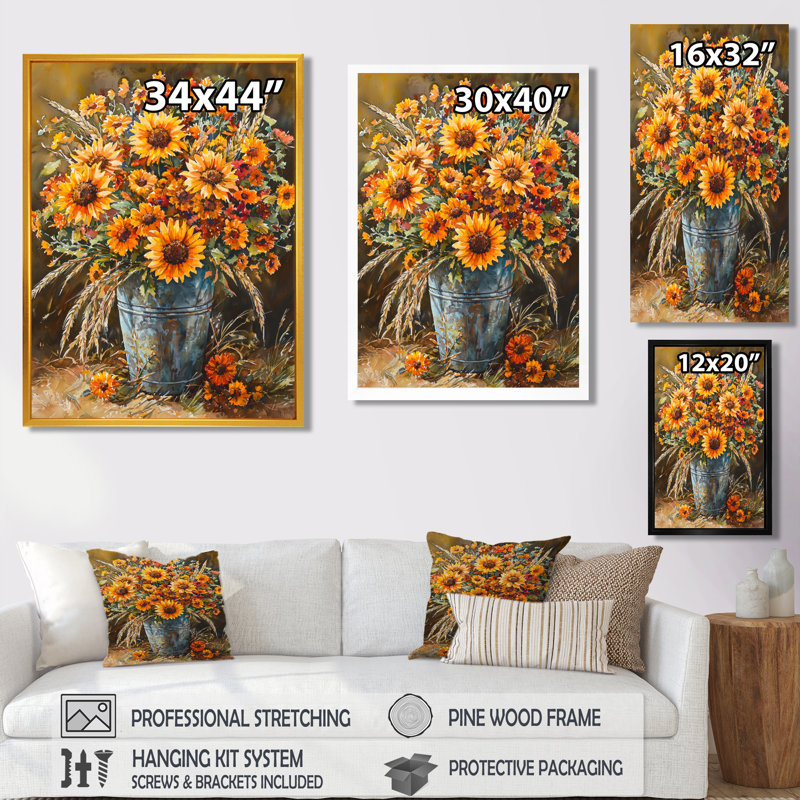 Lusk - décoration murale florale, Argent argent, H 32 po x l 24 po, Impression encadrée flottante