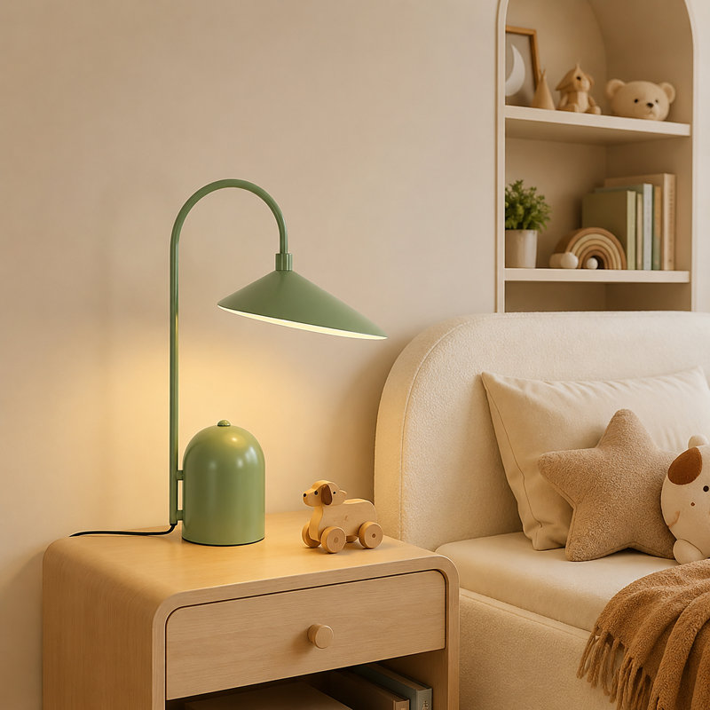 1-Light Dimmable Green Table Lamp