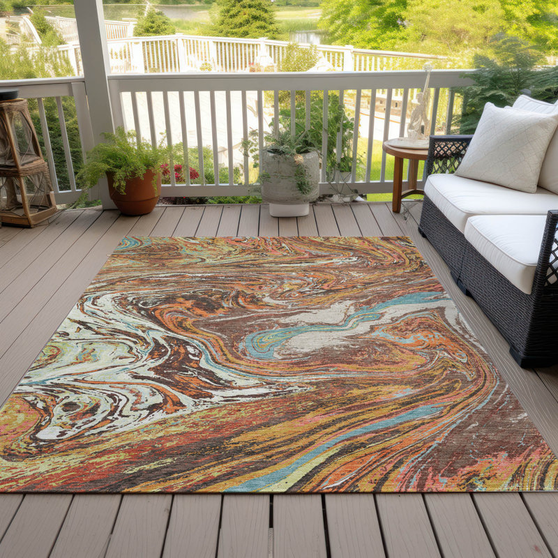 Malika Brown Washable Indoor-Outdoor Rug - , 9' x 12'