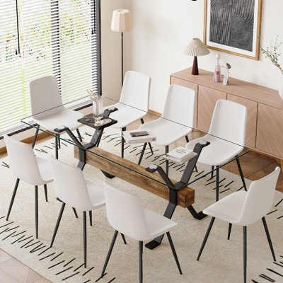 9-Piece Glass Top Dining Table Sets