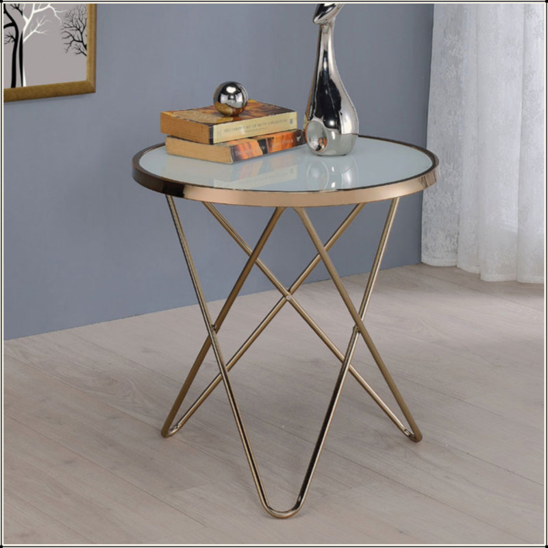 Table ronde en verre, Blanc
