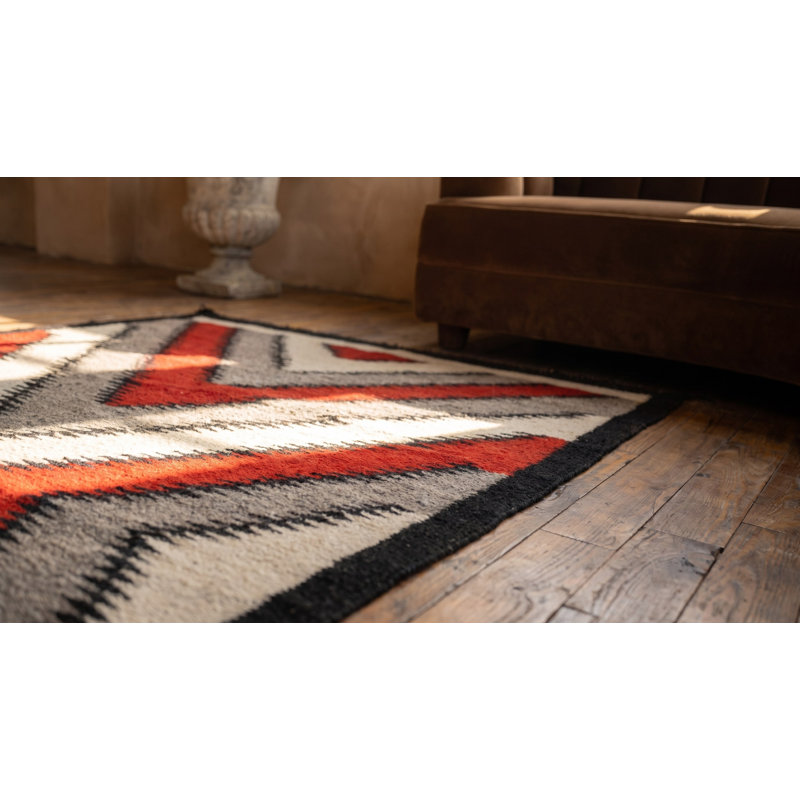 Bold Tribal Geometric Antique  Flatweave Native American Navajo Rug