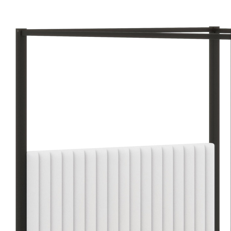 Elevated Canopy Platform Bed with Headboard and Structural Frame, White