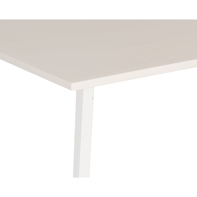 Yuki Solid Wood Top Metal Base Dining Table, White, White