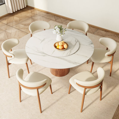 Cuisine avec plateau tournant rond et piédestal de ferme (1 table, 4 chaises, 1 table, 6 chaises)