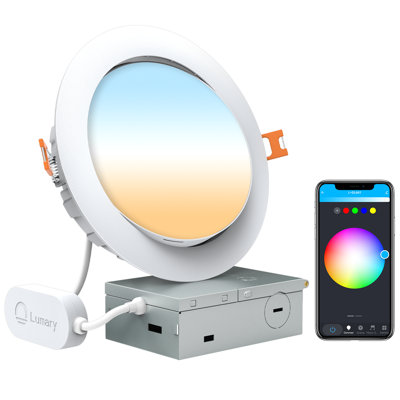 Lumary 6" Smart Gimbal Recessed Light, RGBWW WiFi Ceiling Light Swivel 355° & Tilt 20°, Work with Alexa Google, Adjustable LED Can Lights Canless with J-Box(1 Pack)