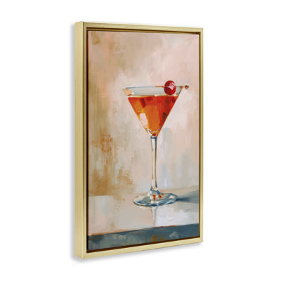  Manhattan Cocktail with Cherry Canvas by LSR Design Studio