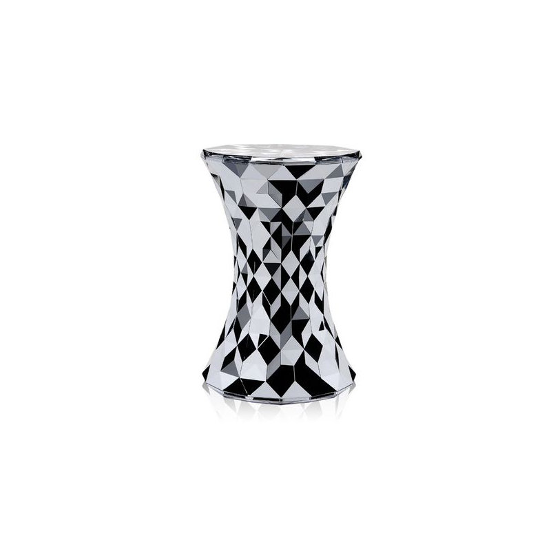 Stone Accent Stool, Chrome