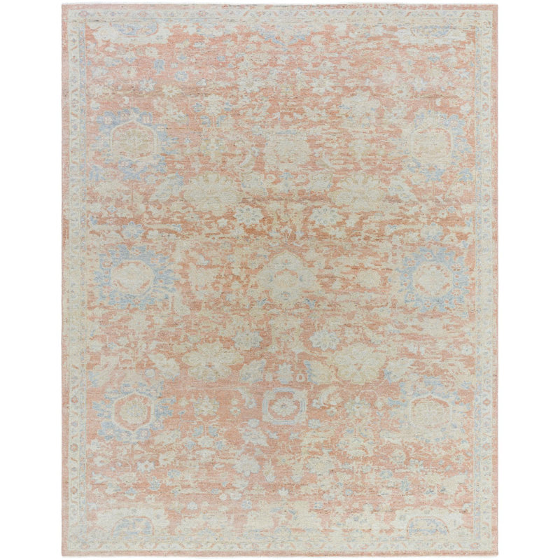 Oviedo Hand Knotted Wool Abstract Area Rug in Beige, Rectangle 9' x 12'