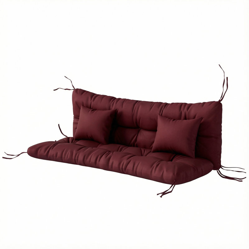 4-Piece Back and Seat Cushion Pillows Replacement and Pillows, Patio Chair Cushions Set with Ties, Wine Red, Wine Red
