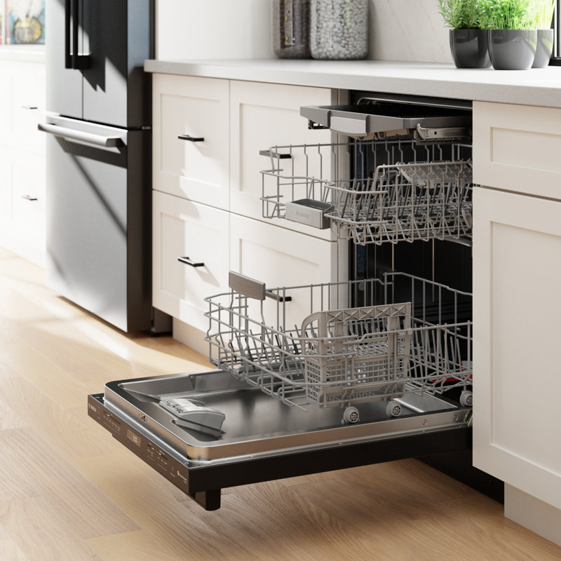800 Series 24" Top Control Built-In Dishwasher with Stainless Steel Tub and Flexible 3Rd Rack, Black