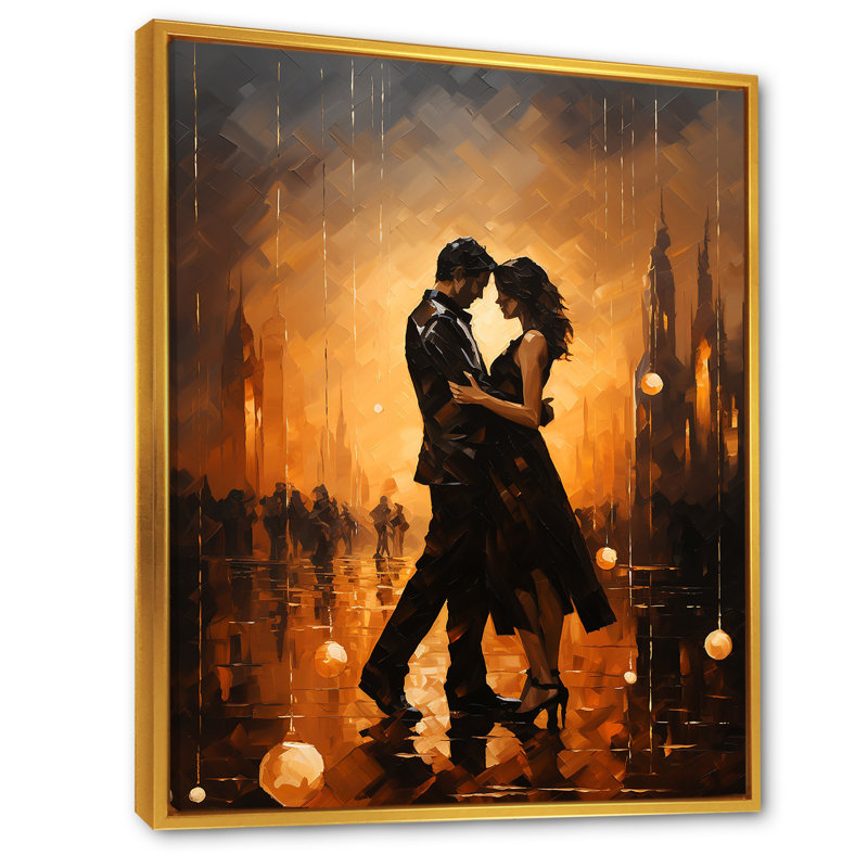 «Dance Tango Couple Harmony I» sur toile, H 32 po x l 16 po x P 1 po, Cadre flottant doré