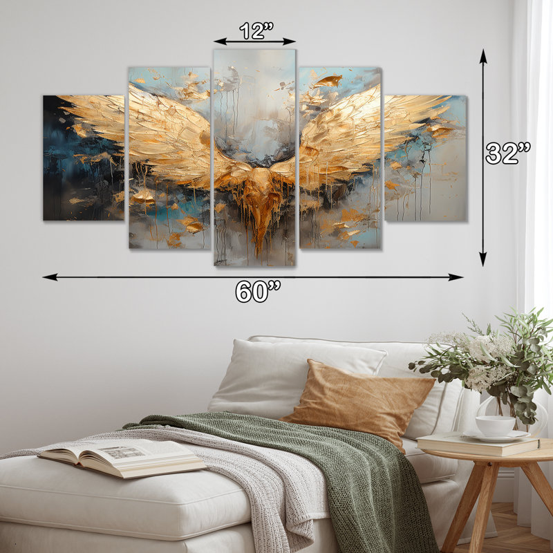 «Dasheil - Wings Angel», art mural 5 pièces, H 32 po x l 60 po