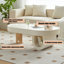 Table basse ronde en bois manufacturé blanc massif