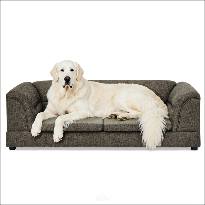 Canapé pour animal de compagnie, canapé pour chien rectangulaire, canapé pour chien, Gris foncé