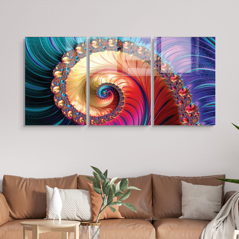 3 Piece No Frame Print on Glass, 50cm H x 70cm W x 0.4cm D