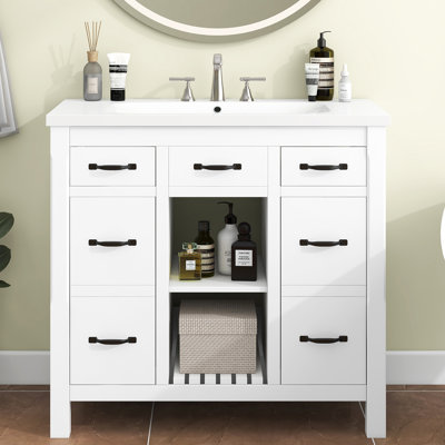36'' Single Bathroom Vanity with Resin Top