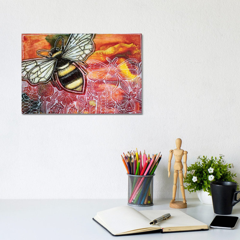 Busy Bee by Lynnette Shelley - Painting on Canvas, 20.32cm H x 30.48cm W x 1.91cm D, Wrapped Canvas