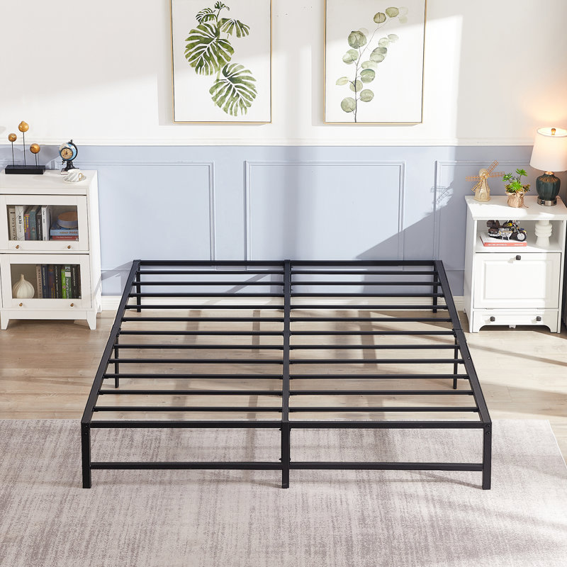 Mclea 14 Inch King Metal Bed Frame, Low Profile Platform Bed, Heavy Duty Steel Mattress Foundation, Noise-Free Support, No Box Spring Needed, Under Bed Storage, Easy Assembly