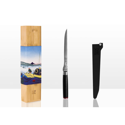 Damascus Steel Flexible Fillet knife with Bamboo Saya and Bamboo Box - 20 cm (8 inches) blade