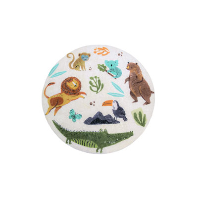 Tapis décoratif 3,3 pi pour animaux mignons, antidérapant, super doux, lavable et multicolore