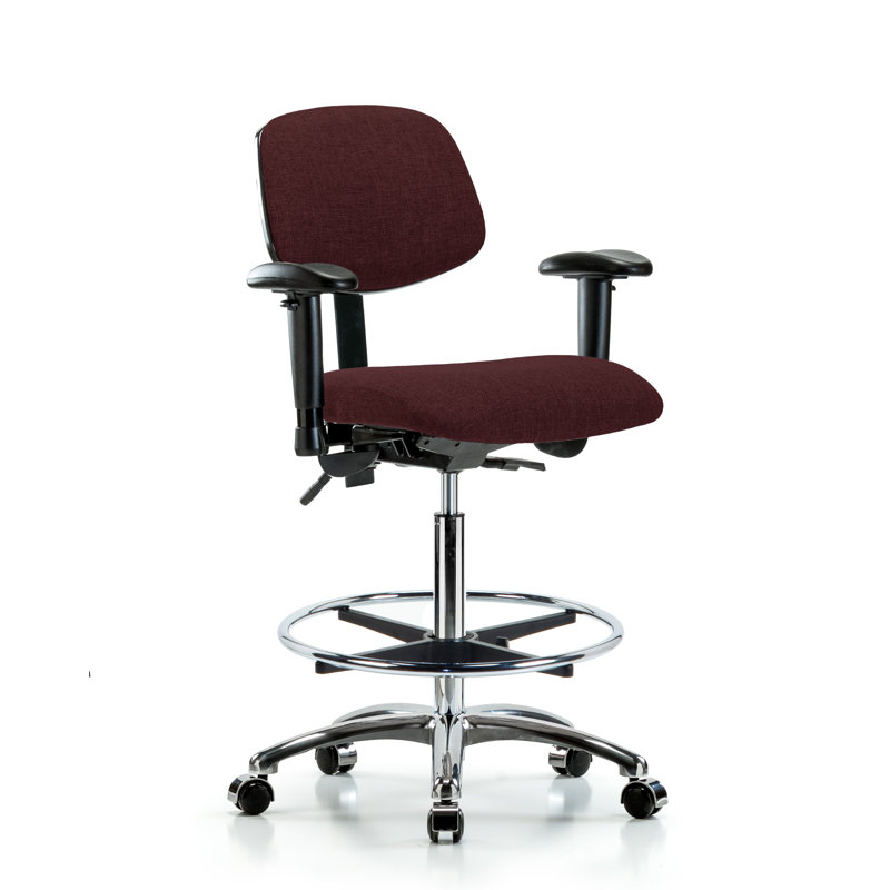 Chaise de dessinateur Hermione, Bourgogne, Roulettes, Inclus