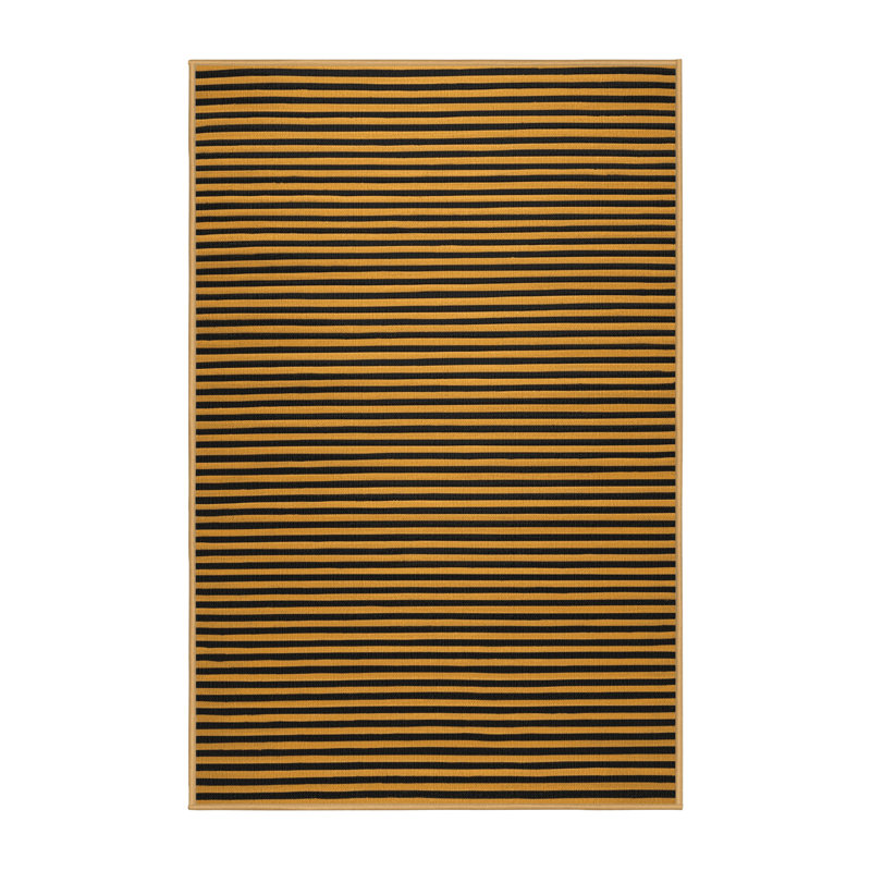 Tapis brun à rayures horizontales lavable à la machine, Rectangle 8 pi x 10 pi