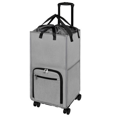 Panier à linge roulant sur roulettes, grand sac à linge pliable autoportant de 90 L, gris foncé