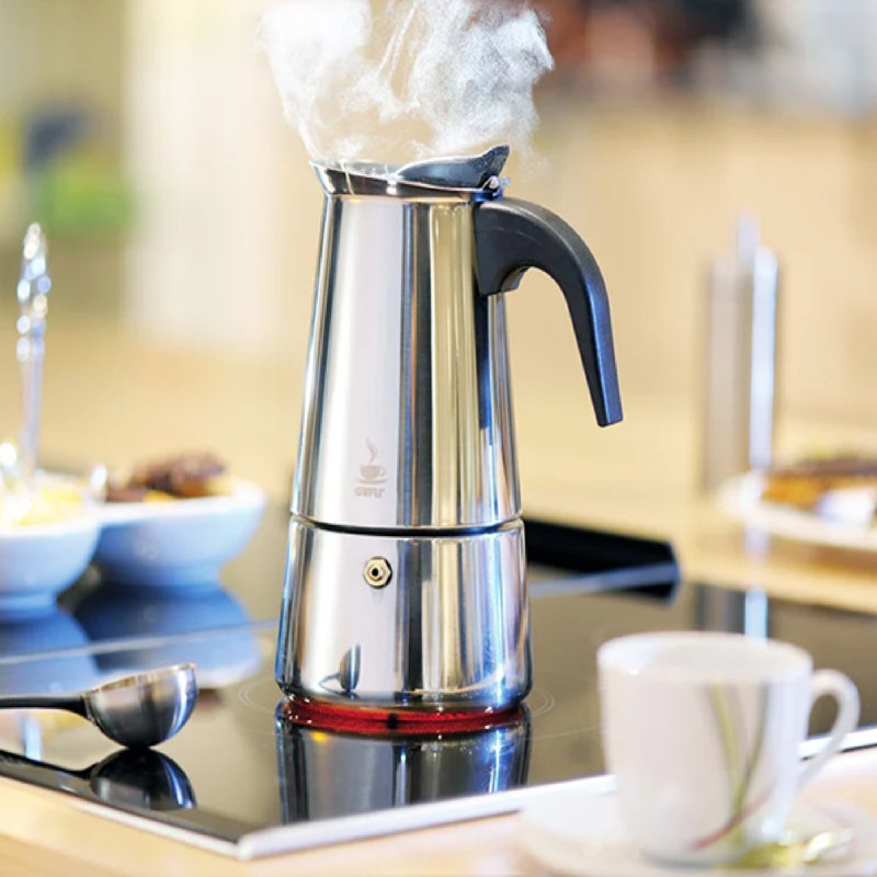 Gefu Emilio Stainless Steel Induction Espresso Maker 4 Cups - Silver
