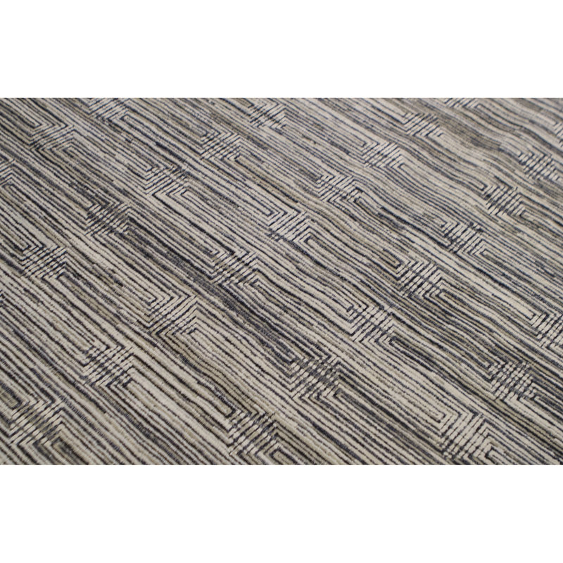 Hand-Knotted High-Quality Black and Ivory Area Rug