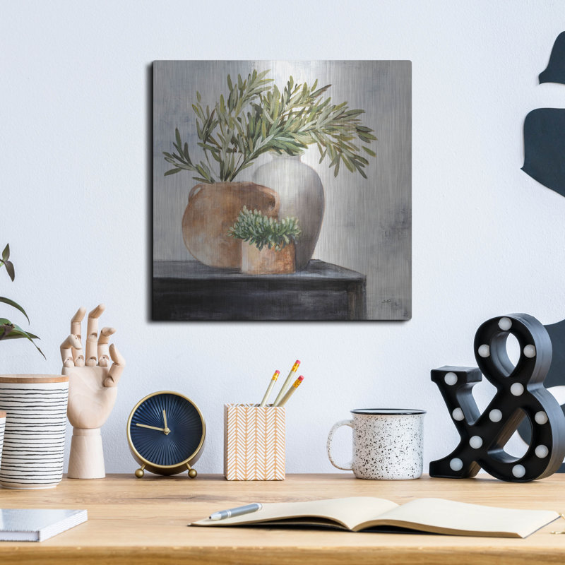 «Calm Still Life Dark 1» par Julia Purinton, art mural en métal, H 12 po x l 12 po
